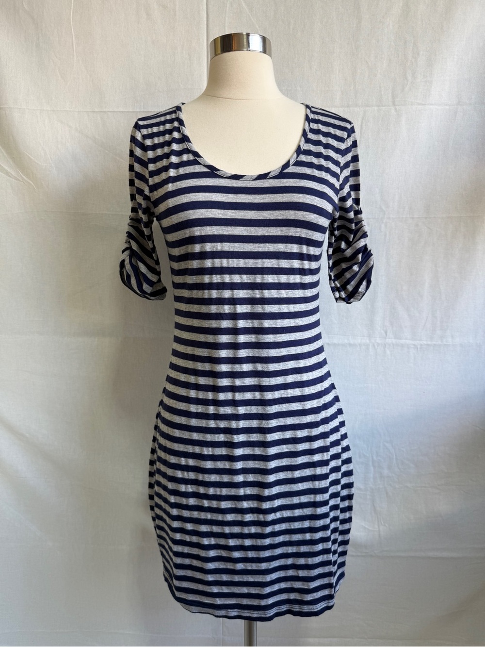 Striped Navy and White Women's Scoop Neck Dress